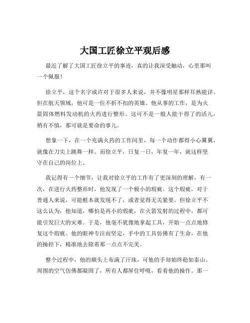 大国工匠徐立平观后感