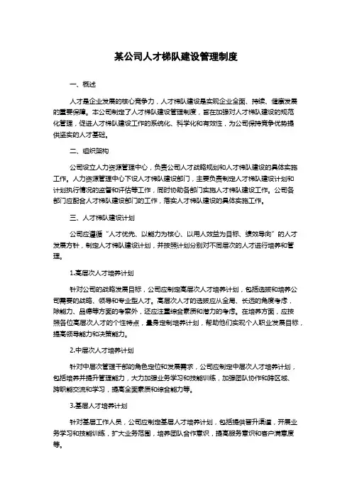 某公司人才梯队建设管理制度