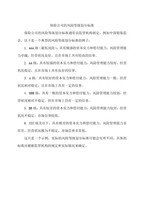 保险公司的风险等级划分标准