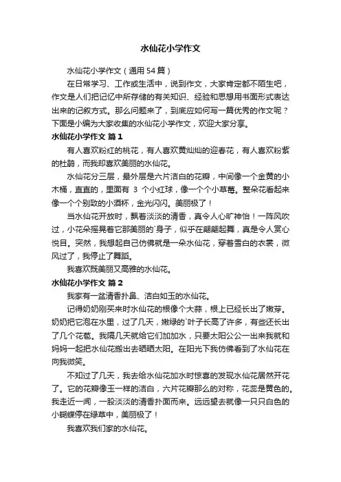 水仙花小学作文（通用54篇）