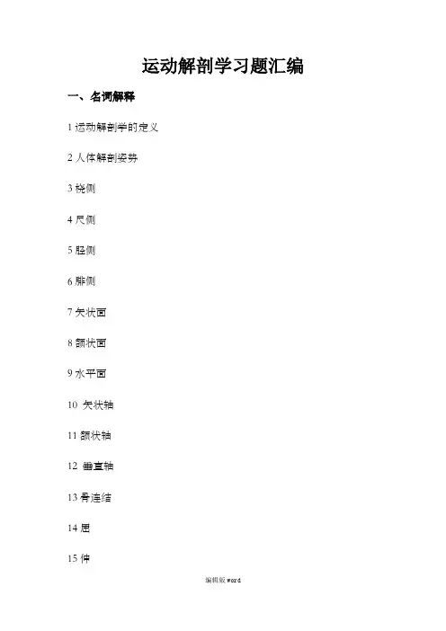 运动解剖学习题汇编