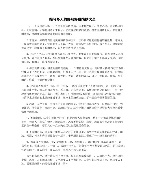 描写冬天的好句好段摘抄大全