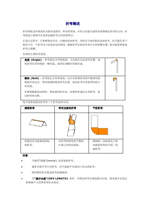 钣金折弯特征概述