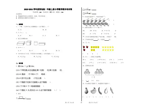 2023-2024学年度青岛版一年级上册小学数学期末考试卷