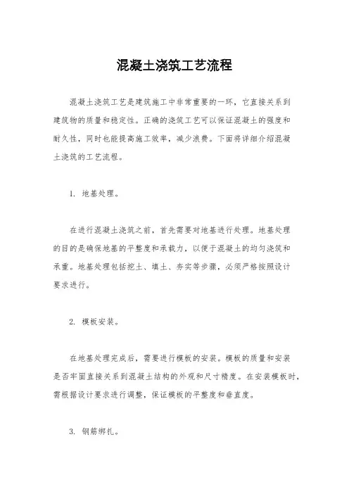 混凝土浇筑工艺流程