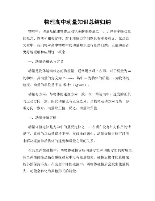 物理高中动量知识总结归纳