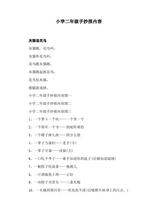 小学二年级手抄报内容