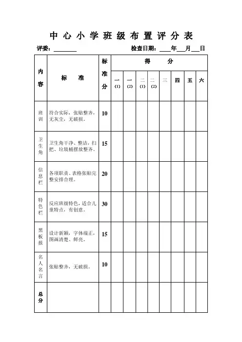 小学黑板报评分表2