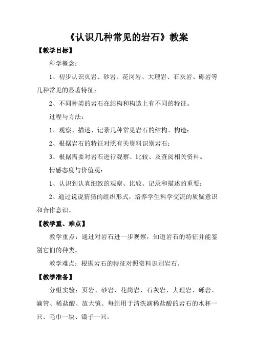 《认识几种常见的岩石》优质公开课教案