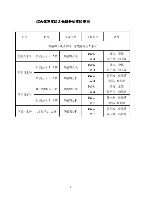 综合化学实验(草酸镍的制备及组成测定)