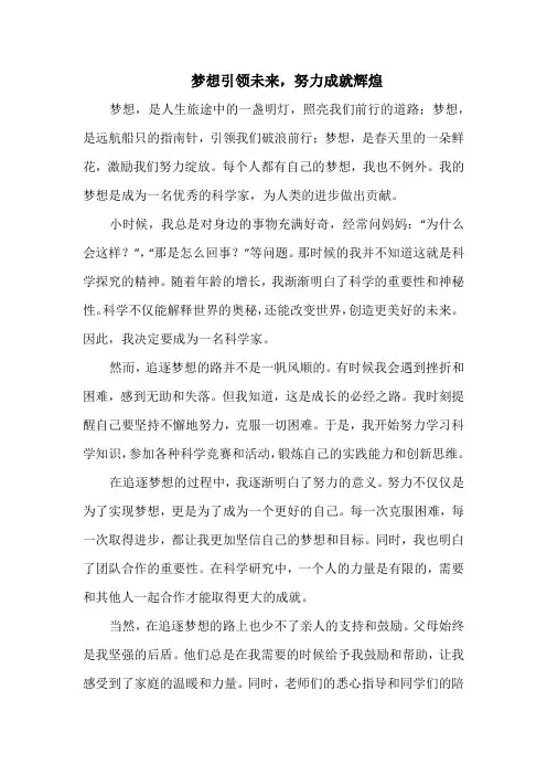 梦想引领未来,努力成就辉煌