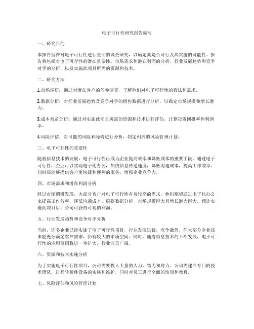 电子可行性研究报告编写