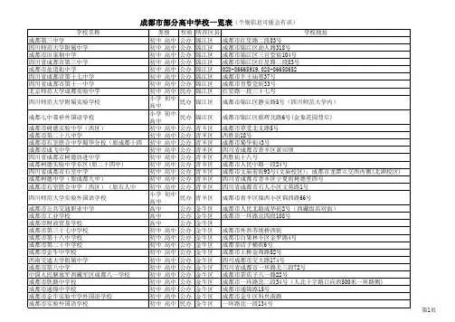 成都市高中学校名单