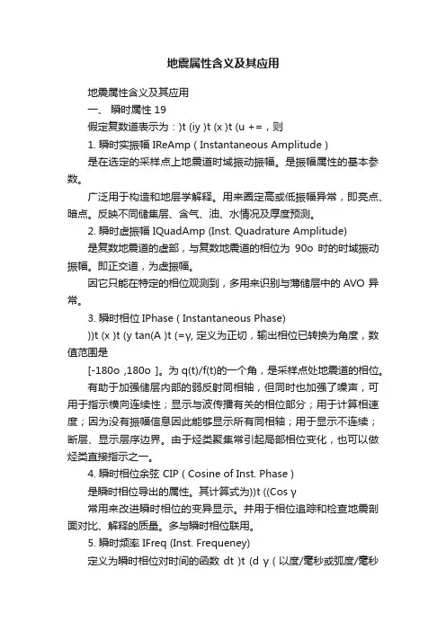 地震属性含义及其应用