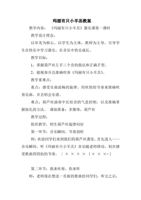 玛丽有只小羊羔教案