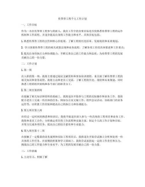 传帮带工程个人工作计划