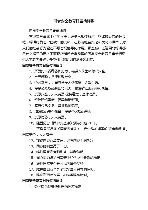 国家安全教育日宣传标语