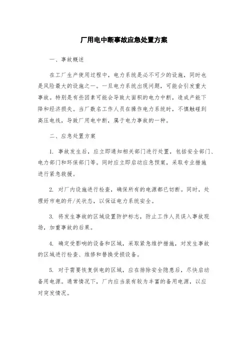 厂用电中断事故应急处置方案