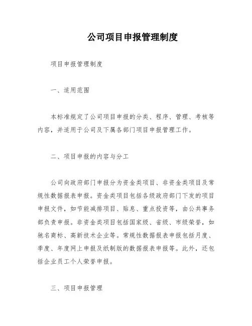 公司项目申报管理制度