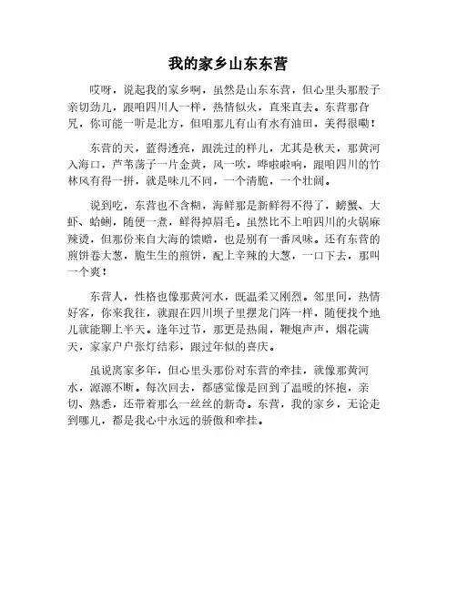 我的家乡山东东营作文
