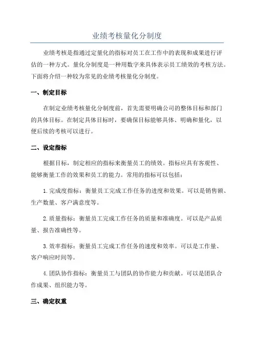 业绩考核量化分制度