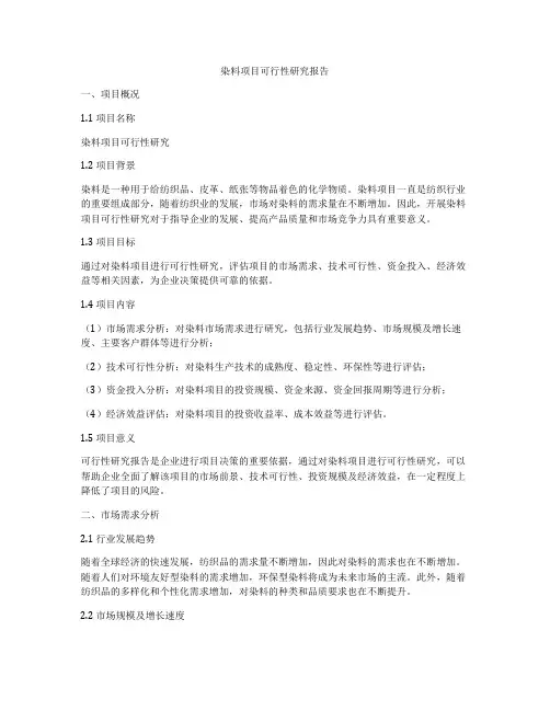染料项目可行性研究报告