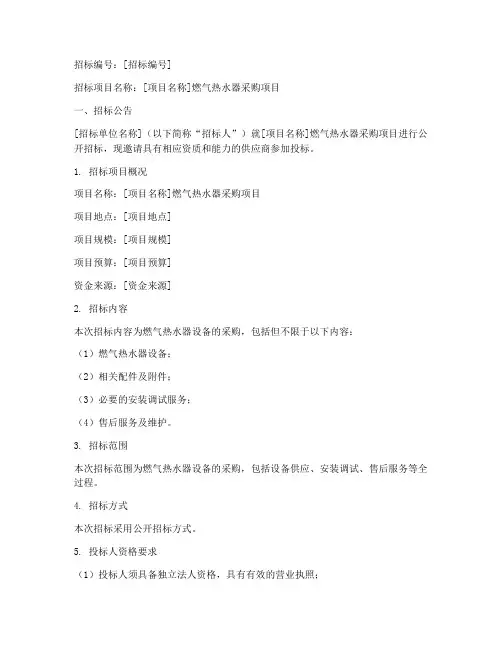 燃气热水器_招标文件