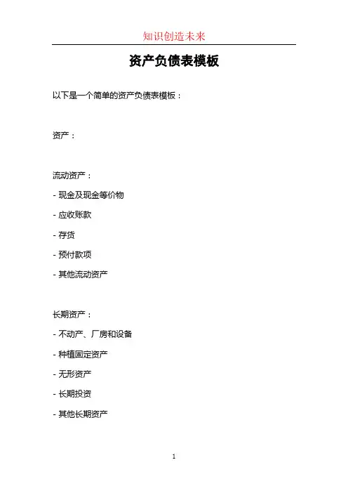 资产负债表模板