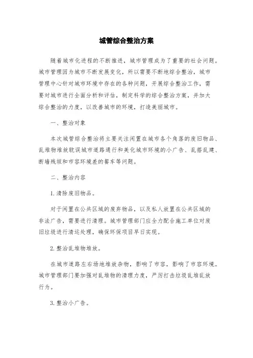 城管综合整治方案