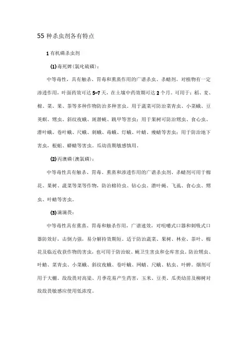 55种杀虫剂各有特点
