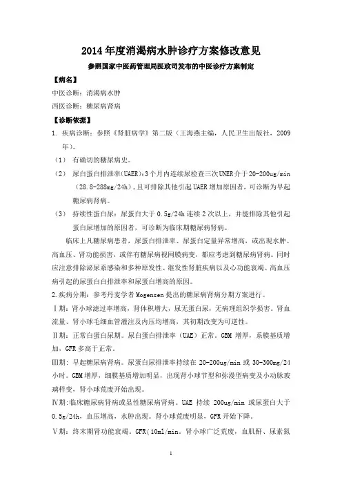 糖尿病肾病诊疗方案修改版