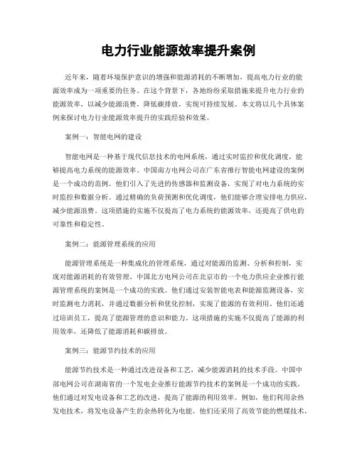电力行业能源效率提升案例