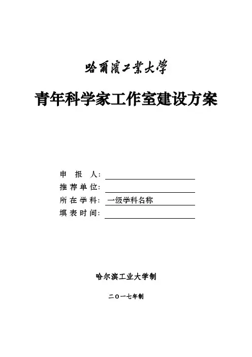 青年科学家工作室建设方案