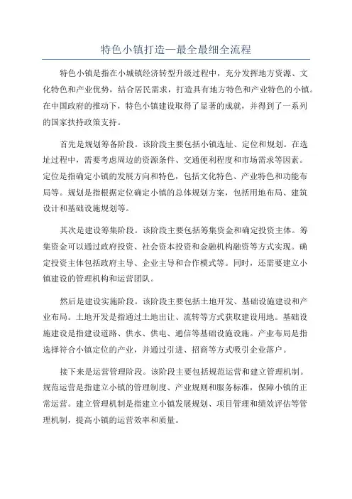特色小镇打造—最全最细全流程