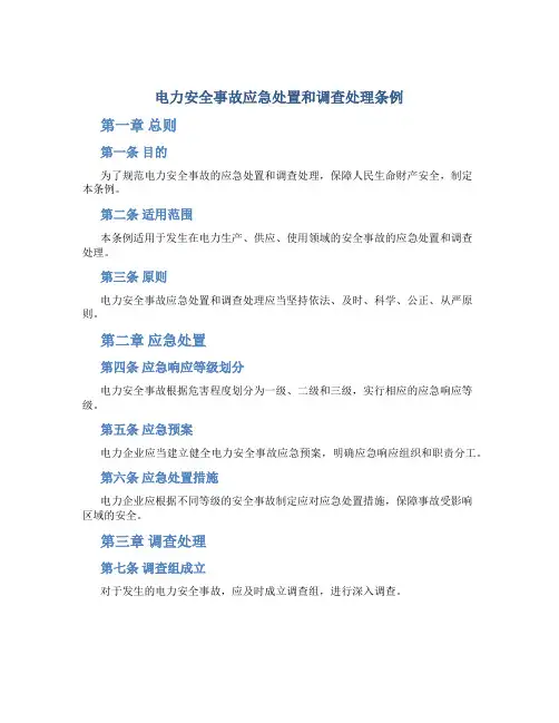 电力安全事故应急处置和调查处理条例