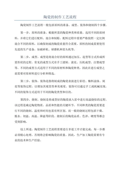 陶瓷的制作工艺流程
