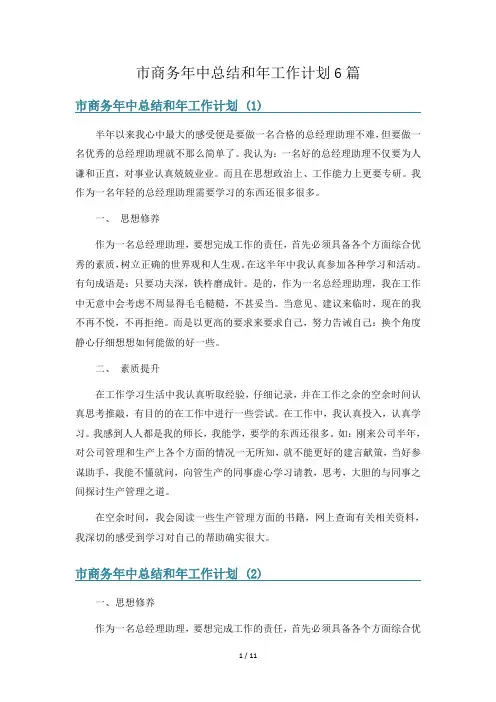 市商务年中总结和年工作计划6篇