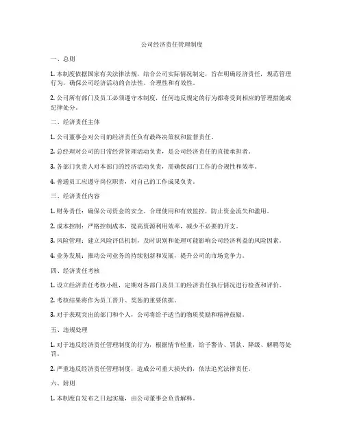 公司经济责任管理制度
