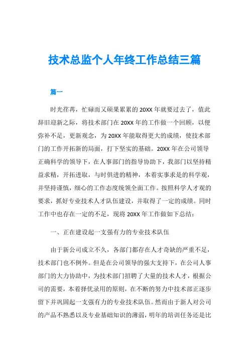 技术总监个人年终工作总结三篇