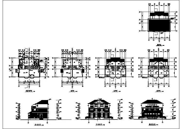某地区三层双拼别墅建筑设计施工方案图纸