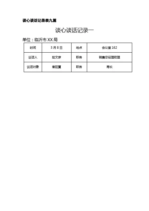 谈心谈话记录表九篇