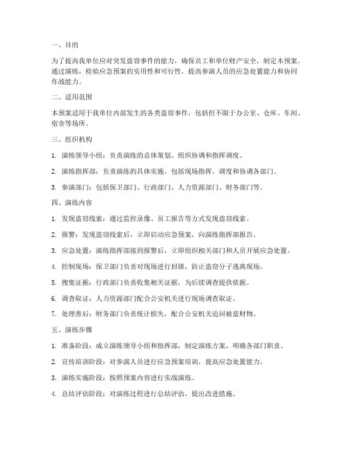 防盗应急预案演练方案