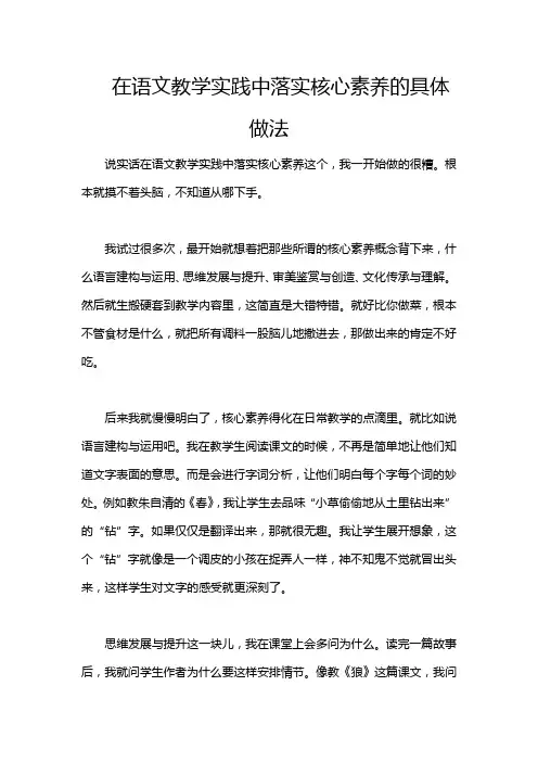 在语文教学实践中落实核心素养的具体做法