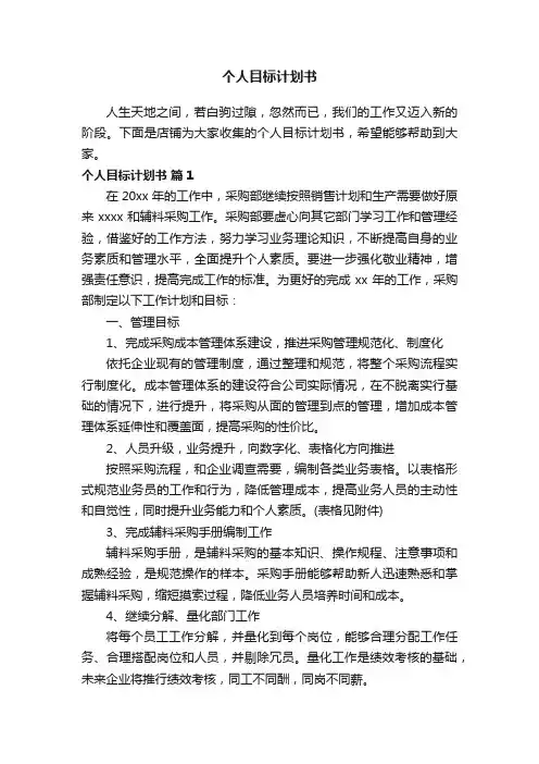 个人目标计划书