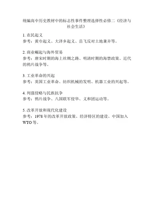 统编高中历史教材中的标志性事件整理选择性必修二《经济与社会生活》