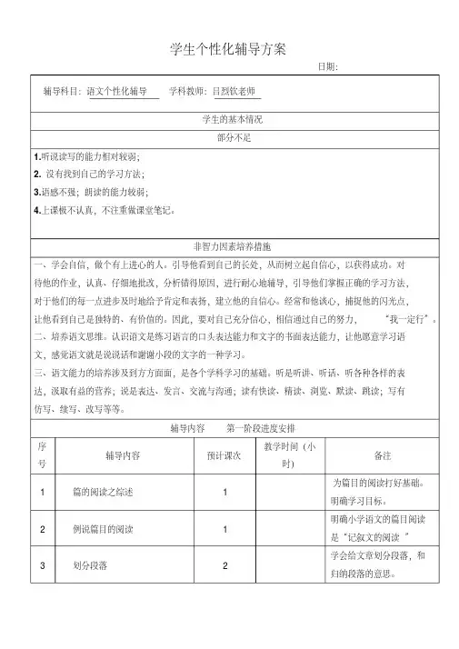 学生个性化辅导方案