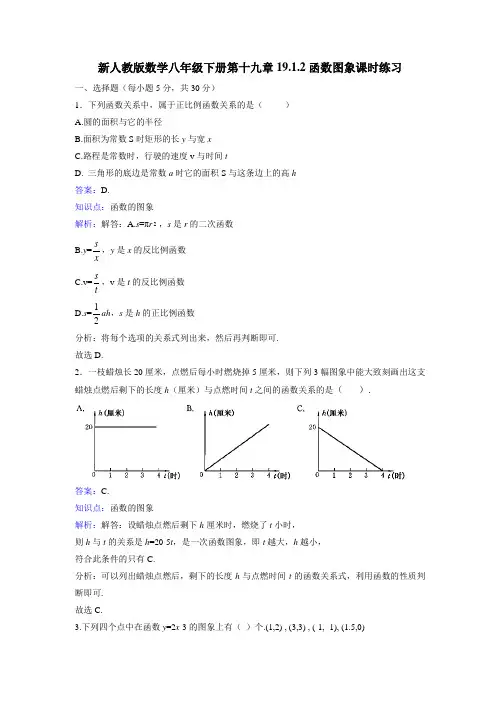 新人教版八年级下《19.1.2函数图像》课时练习含答案.doc