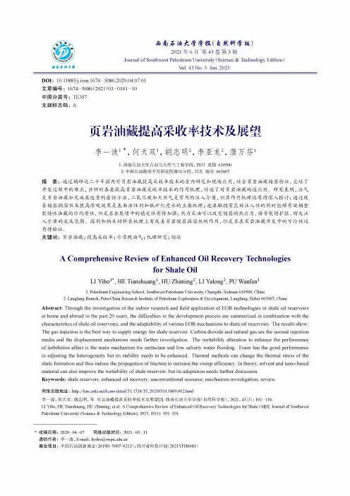 页岩油藏提高采收率技术及展望