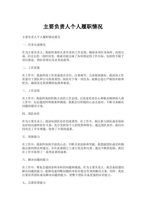 主要负责人个人履职情况