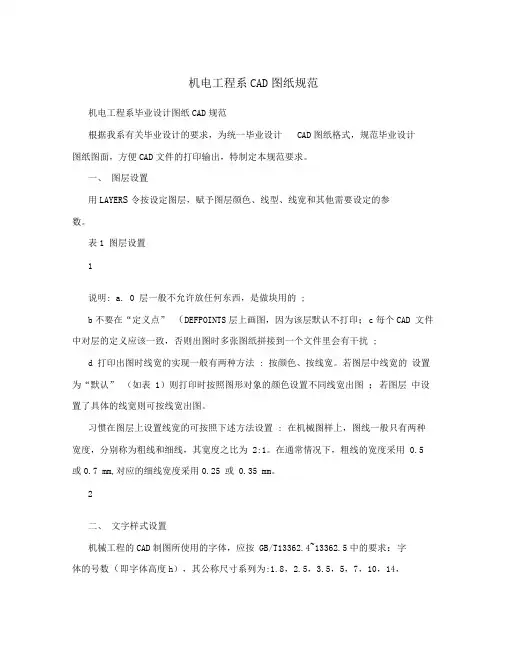 机电工程系CAD图纸规范